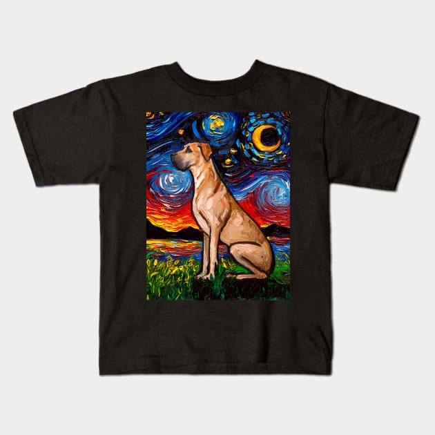 Fawn Great Dane Night Kids T-Shirt by sagittariusgallery